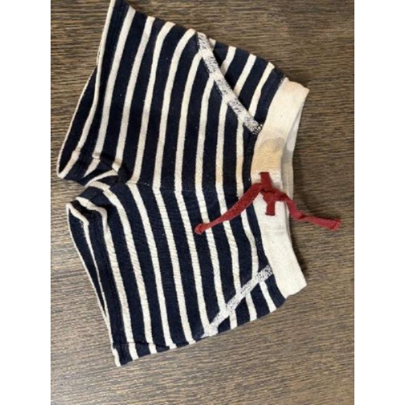 Short molletonné bleu et blanc à rayures Boutchou 18 mois garcon