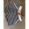 Short molletonné bleu et blanc à rayures Boutchou 18 mois garcon