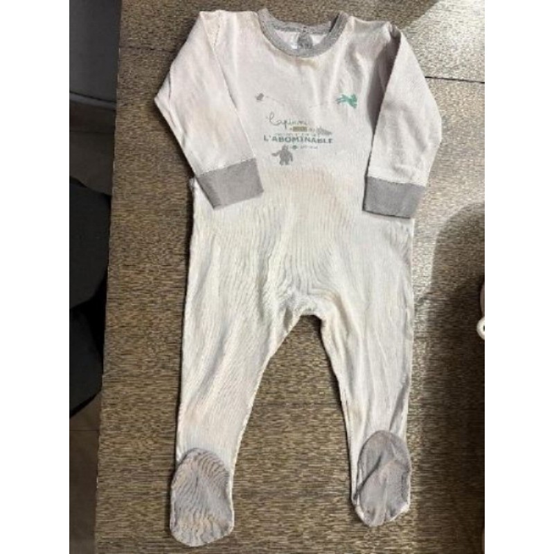 Pyjama grenouillere coton gris Petit Bateau 24 mois garçon