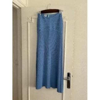 Jupe longue en maille bleu...