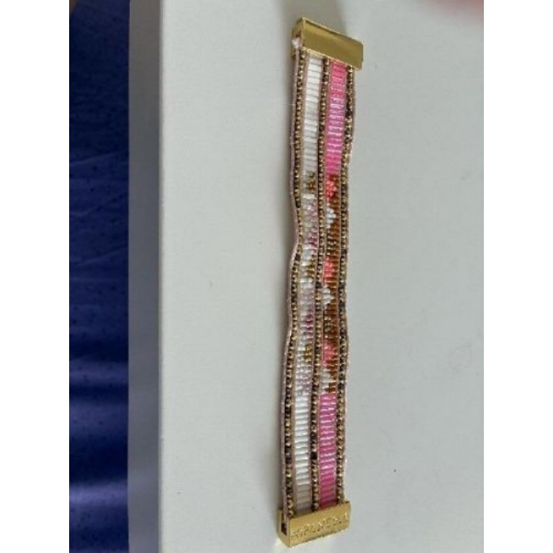 Bracelet fantaisie hipanema fond petites perles rose /marron 