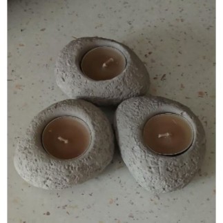 Bougeoirs  galet gris x 3