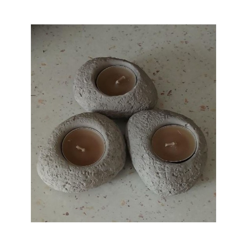 Bougeoirs  galet gris x 3