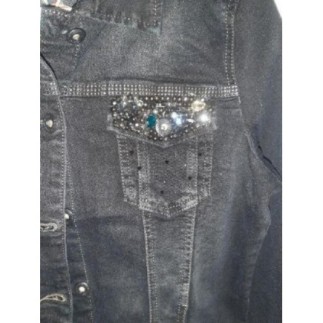 Neuf Veste Jean taille 38 noire strass 