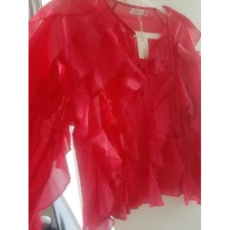Taille S/M. Neuf. Blouse à volants Fuchsia