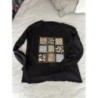 Pull léger noir avec motifs dorés femme - taille S