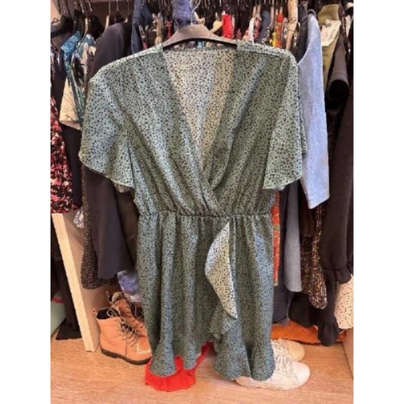 Robe verte pois noirs taille 42