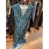 Robe longue vert et blanc taille 42/44-A