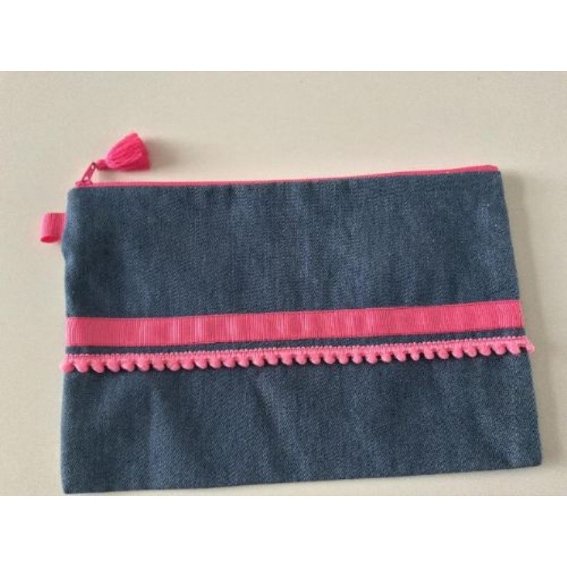 Pochette denin/fuchsia neuve
