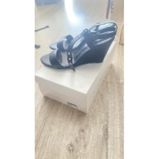 Chaussures neuves - compensées - COSMO- cuir noir - taille 41