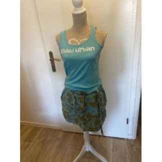 Jupe - kaki et turquoise -...