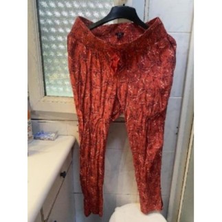 pantalon été rouge fleuri...