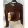 pull marron été à mailles ajourées - dos découvert femme taille S
