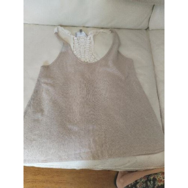 Top April M 38-40 made in France coton flammé taupe