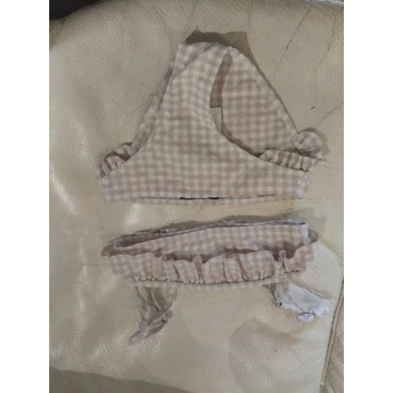Maillot de bain sergent major 6/7ans vichy blanc et parme 2 pieces 