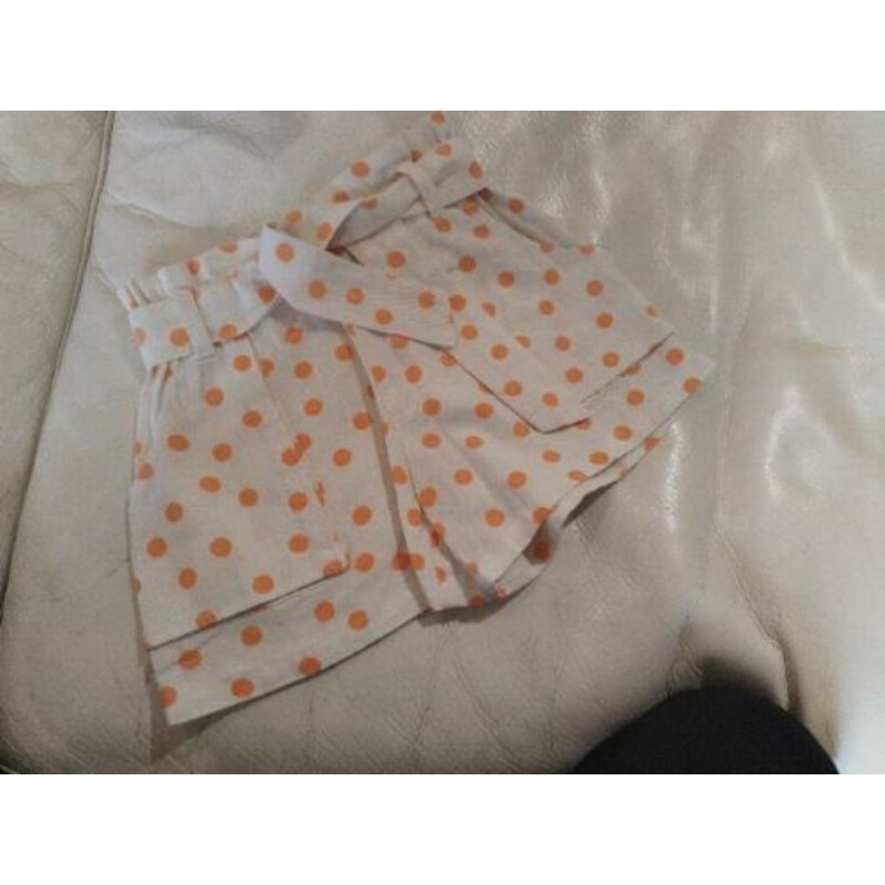 Short zara 7 ans Lin et viscose pois orangés 