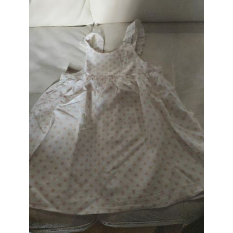 Robe tablier Lola Palacios 4ans blanc et pois rose peche