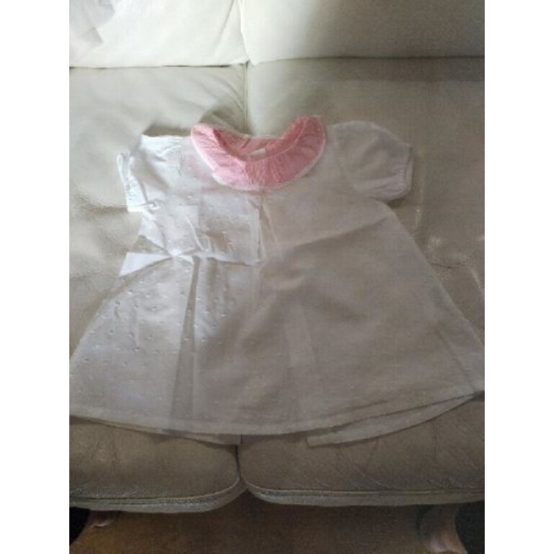 Blouse 4 ans Lola Palacios blanc plumetis col claudine rayé rouge 