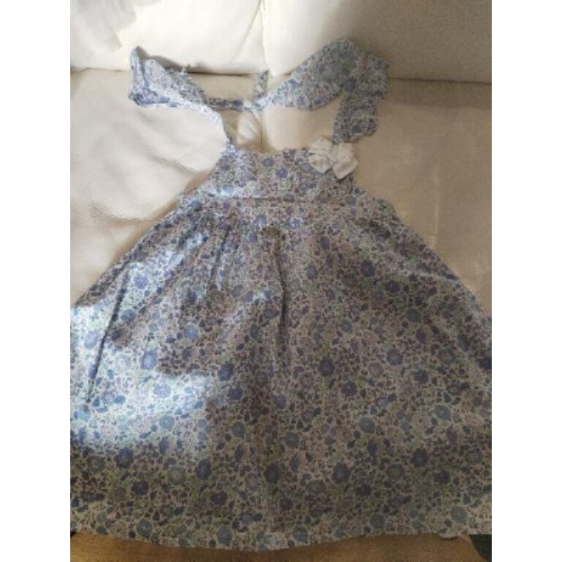 Robe tablier 4-5ans Lola Palacios liberty bleu et vert 