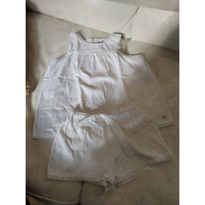 Pyja-short petit bateau 4 ans plumetis blanc 2 pieces