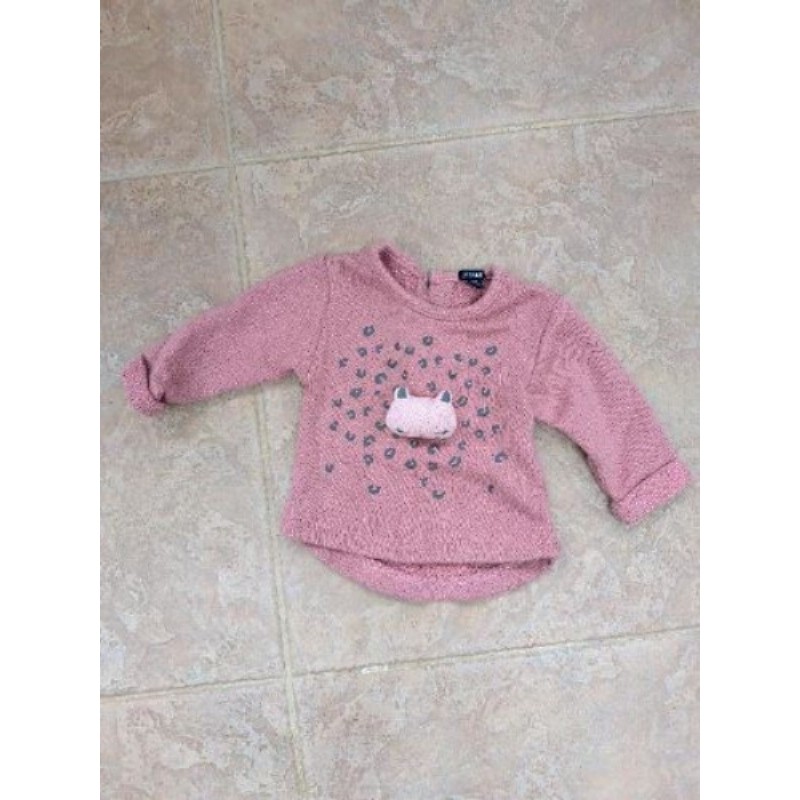 Sweat rose Kiabi 3 mois avec tête de chat 