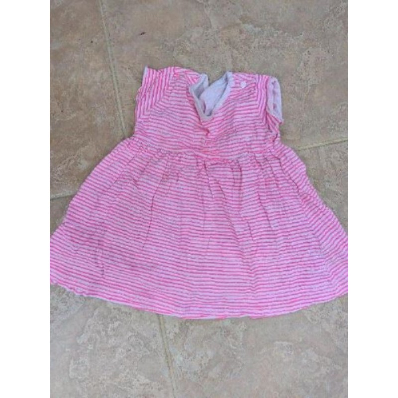 Robe coton rayée rose 80 cm /12 mois 
