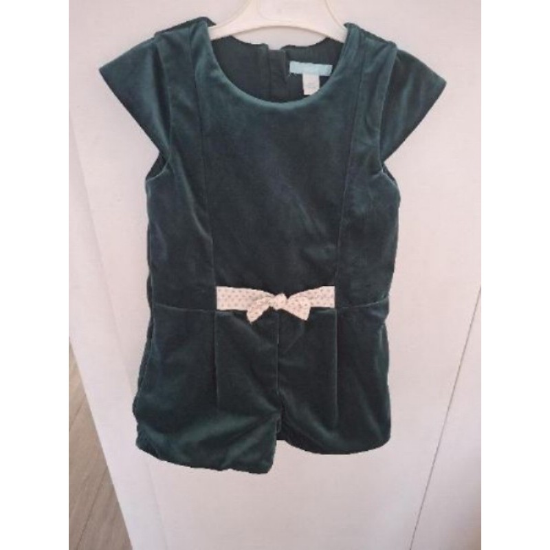 Robe short en velours bleu canard marque OBAÏBI taille 3 ans 