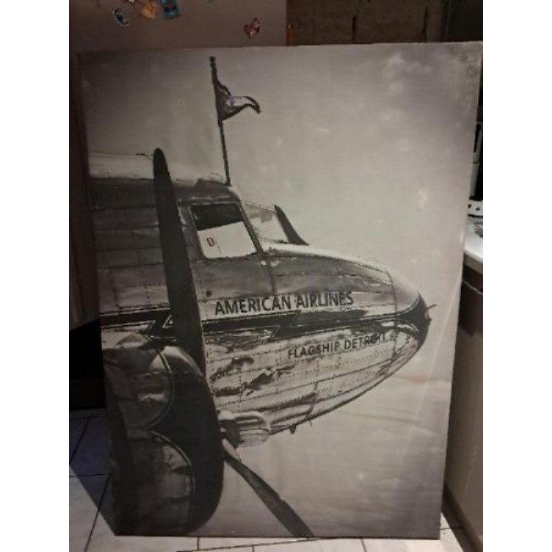 Grand Tableau vintage DC-3 Américain Airlines(120x100cm)