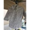 Chemisier manches 3/4 Etam petits carreaux blanc/marron T.36/38