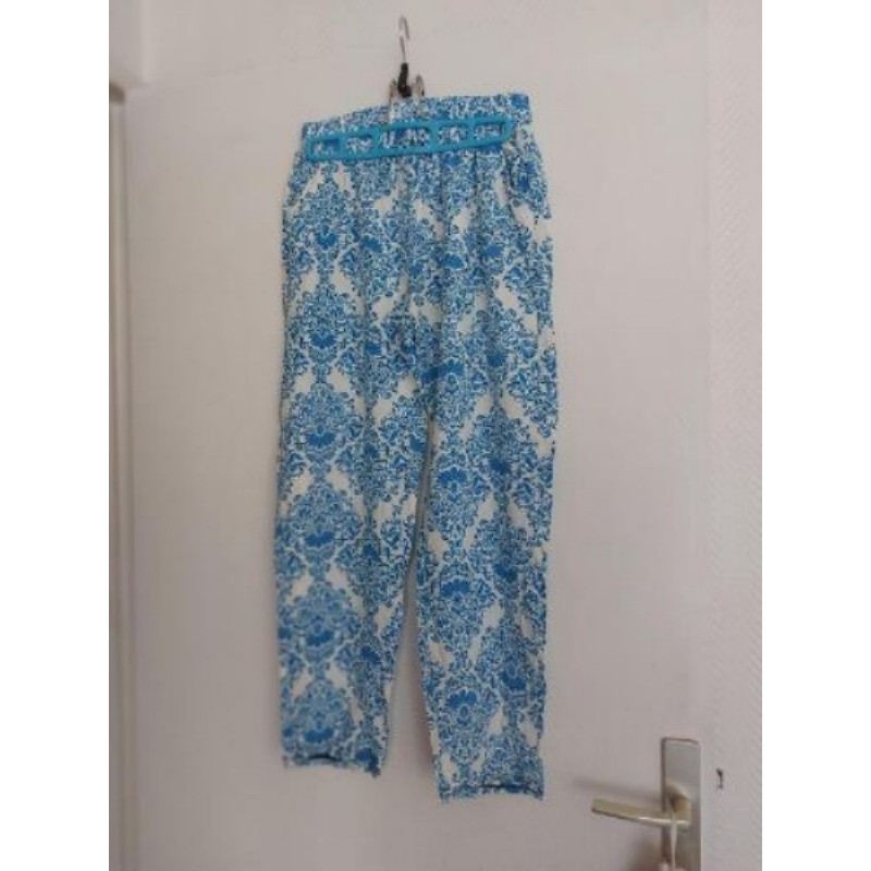 Pantalon fluide blanc / bleu - Taille L
