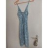 Robe fines bretelles bleue / blanc / dorée - Taille M/L