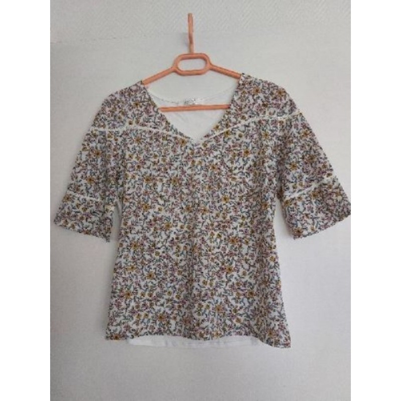 Tee-shirt manches 3/4 Promod fleuri - Taille 40