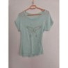 Tee-shirt vert amande papillon strass - Taille 38