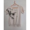 Tee-shirt beige motifs noirs - Taille M