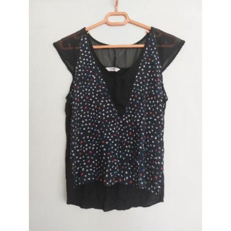 Tee-shirt bleu marine / fleurs NAF NAF - Taille L