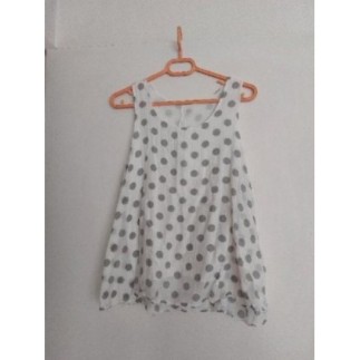Débardeur blanc à pois gris...