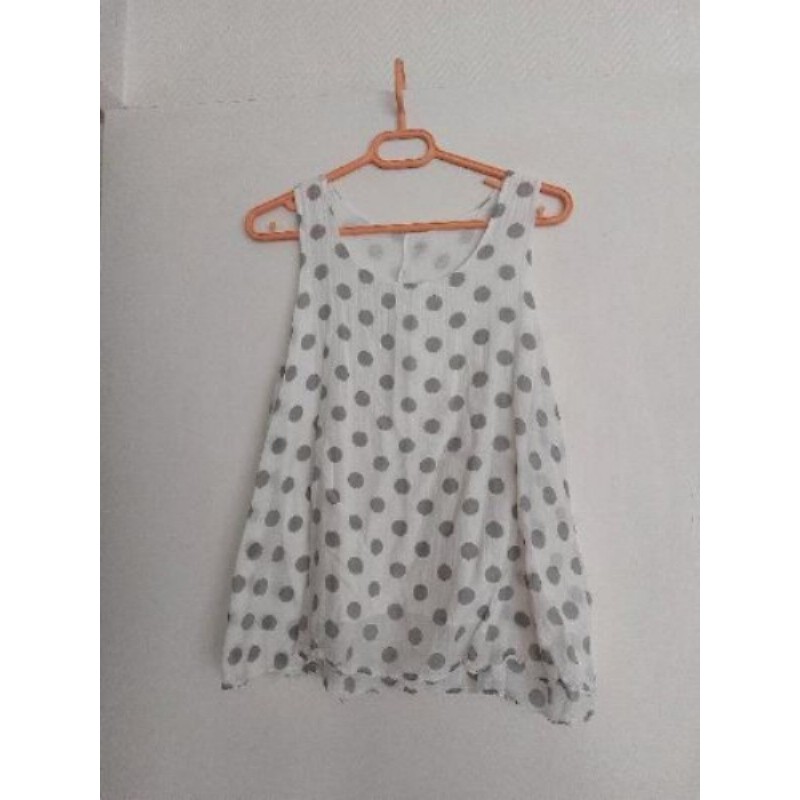 Débardeur blanc à pois gris - Taille 38