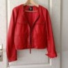 Blouson rouge cuir 100% agneau véritable Sinequanone T. 38