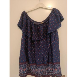  Blouse longue bleu à...