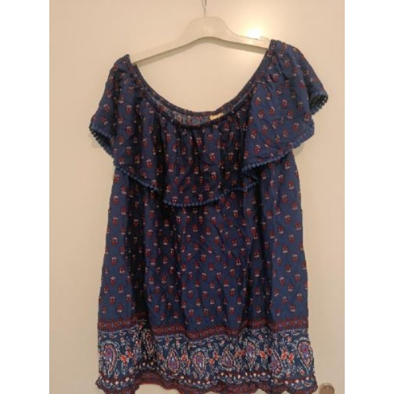  Blouse longue bleu à motifs Xxxl