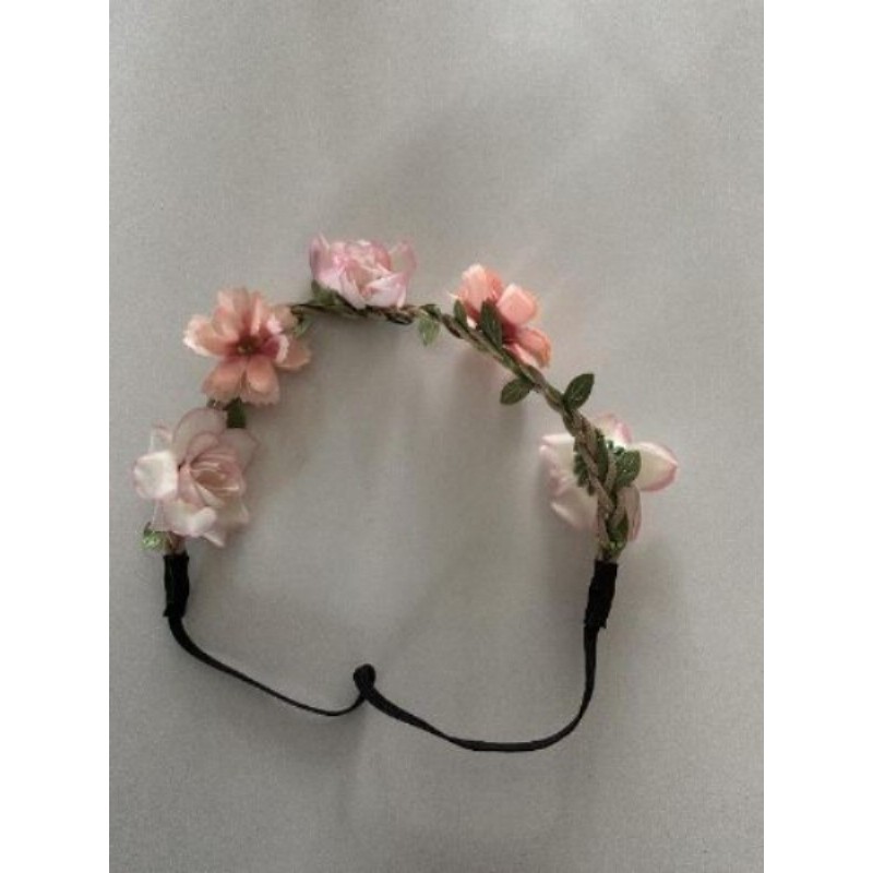 Bandeau à fleurs roses bohème