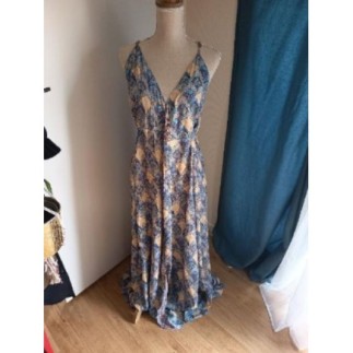 ROBE PORTE FEUILLE BLEU/OR...