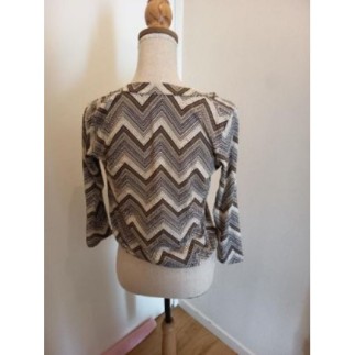 HAUT RAYÉ MARRON/OR TAILLE 42/44 FABRIQUÉ EN FRANCE