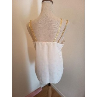 HAUT BLANC PAQUERETTE FAIT MAIN LEGER TAILLE 42/44 BRETTELLE OR