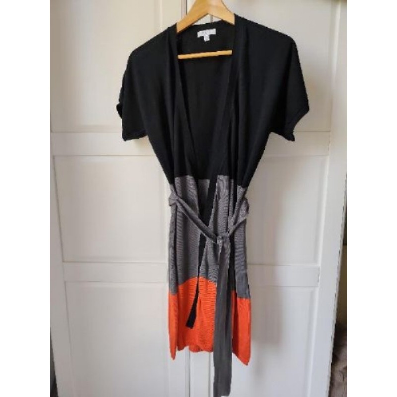 Gilet long manches courtes noir gris orange taille 38 -40 Maison 123