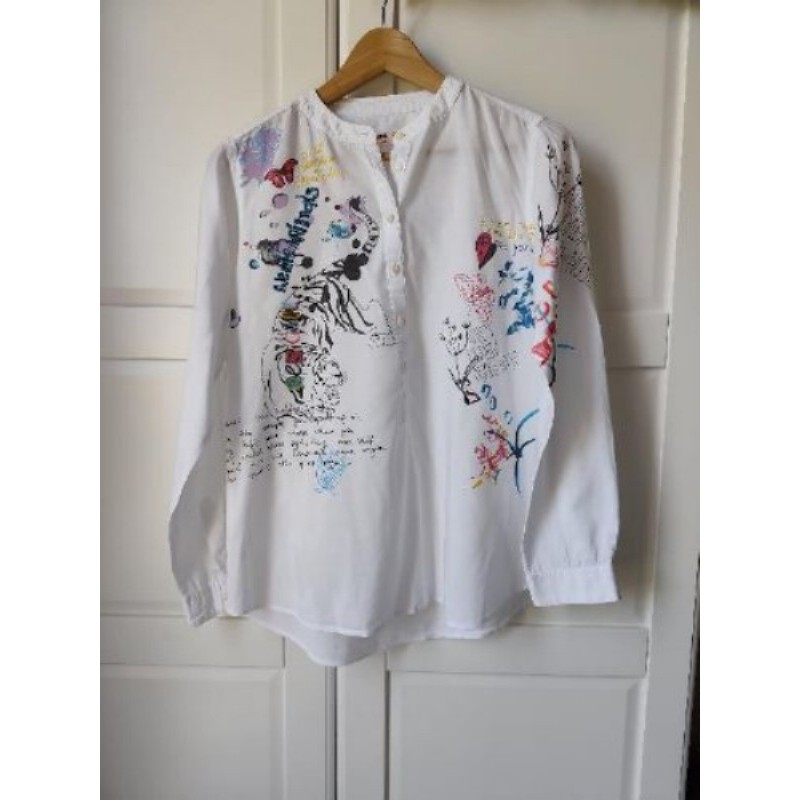Chemise manches longues blanche motifs Desigual 13-14 ans 