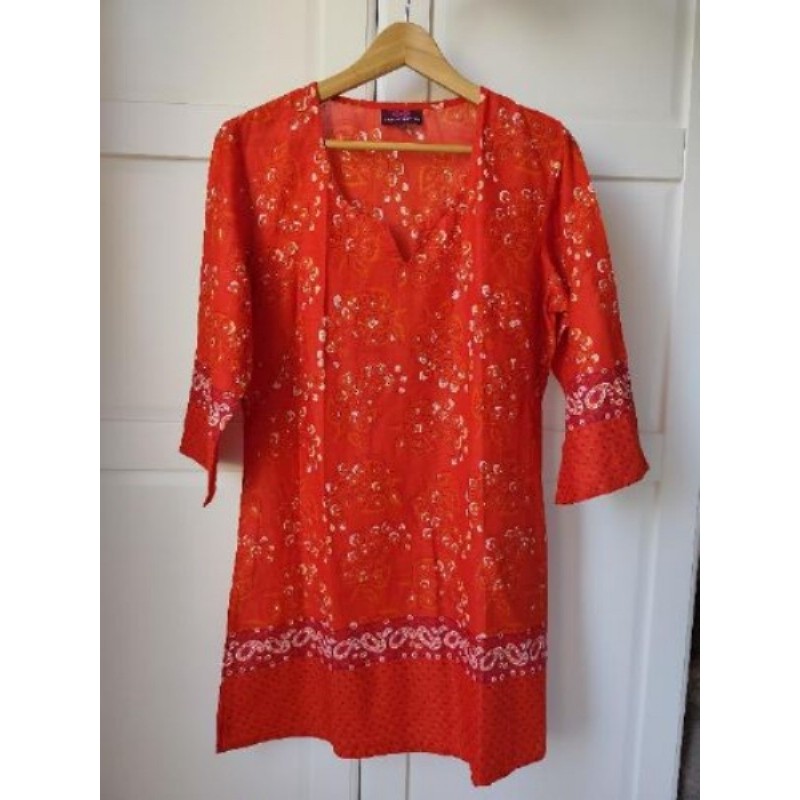 Robe de plage orange manches longues, taille M, la fiancée du Mekong 