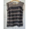 Top sans manches marron et noir avec dentelle, taille 40, Chattawak 