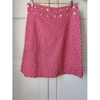 Jupe rouge à fleurs, taille 38