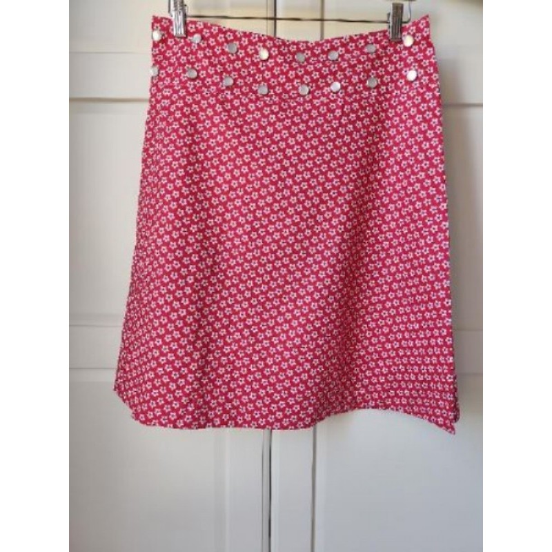 Jupe rouge à fleurs, taille 38